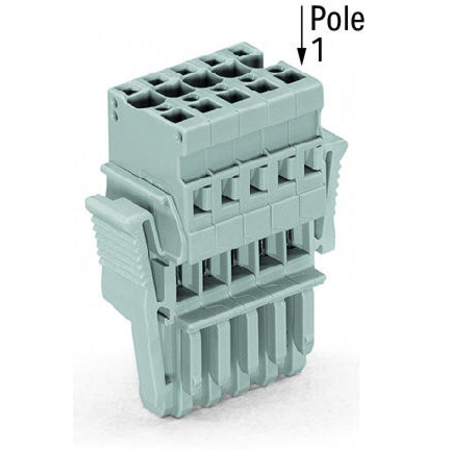 1-conductor female plug; Locking lever; 4 mm²; 6-pole; 4,00 mm²; gray