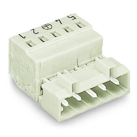 1-conductor male connector; 100% protected against mismating; Preceding ground contact; direct marking; 2.5 mm²; Pin spacing 5 mm; 3-pole; 2,50 mm²; light gray