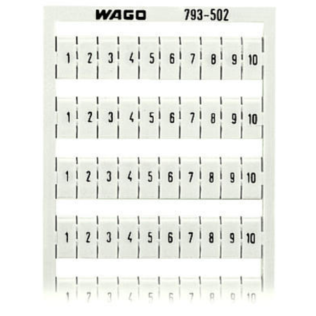 WMB marking card; as card; MARKED; 1 ... 10 (10x); not stretchable; Horizontal marking; snap-on type; white