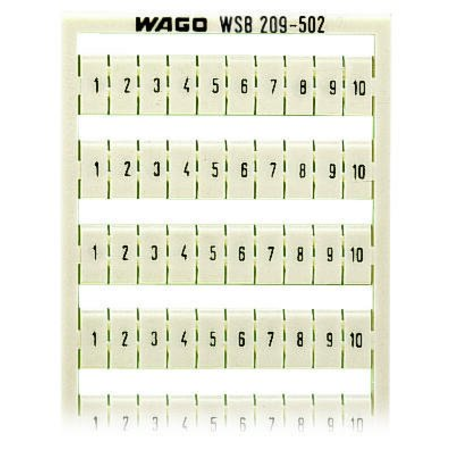 WSB marking card; as card; MARKED; 1 ... 10 (10x); not stretchable; Horizontal marking; snap-on type; white