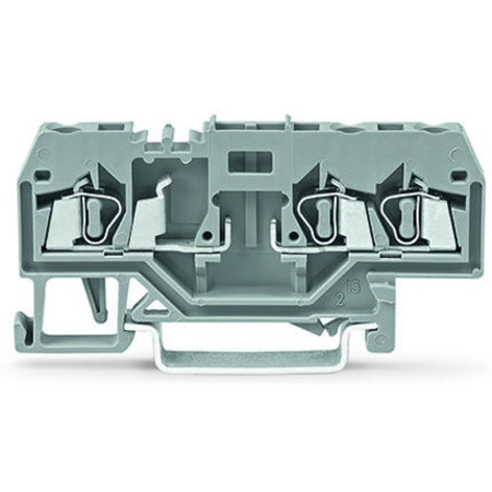 3-conductor carrier terminal block; for DIN-rail 35 x 15 and 35 x 7.5; 2.5 mm²; CAGE CLAMP®; 2,50 mm²; gray