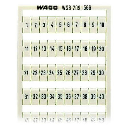 WSB marking card; as card; MARKED; 1 ... 50 (2x); not stretchable; Horizontal marking; snap-on type; white