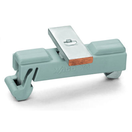 Carrier with grounding foot; parallel to carrier rail; 25 mm long; Cu 10 mm x 3 mm; suitable for 790-108 and 790-116