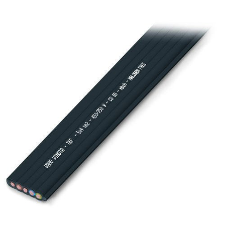 Flat cable; 5g 4 mm²; halogen-free; 3l + n + pe; 0.6/1 kv; 4,00 mm²; black