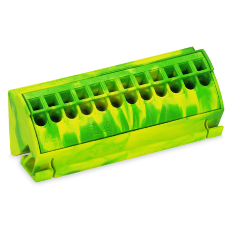 Ground busbar terminal block; for (10 x 3) mm busbars; 12-pole; 4 mm²; push-in cage clamp®; 4,00 mm²; green-yellow