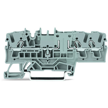 3-conductor carrier terminal block; for DIN-rail 35 x 15 and 35 x 7.5; 2.5 mm²; Push-in CAGE CLAMP®; 2,50 mm²; gray