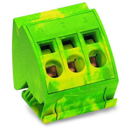Ground busbar terminal block; for (10 x 3) mm busbars; 3-pole; 16 mm²; CAGE CLAMP®; 16,00 mm²; green-yellow