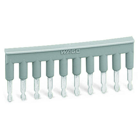 Comb-style jumper bar; insulated; 10-way; in = in terminal block; gray