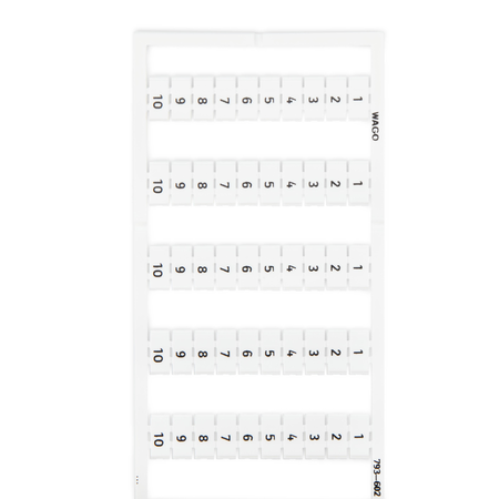 WMB marking card; as card; MARKED; 1 ... 10 (10x); not stretchable; Vertical marking; snap-on type; white