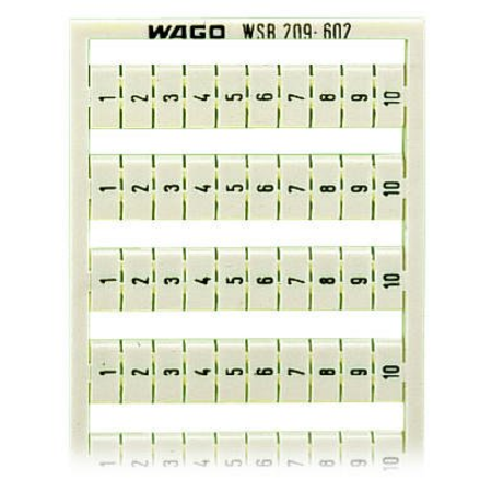 WSB marking card; as card; MARKED; 1 ... 10 (10x); not stretchable; Vertical marking; snap-on type; white