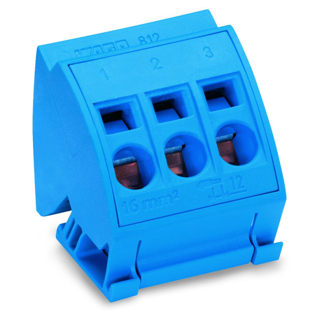 Busbar terminal block; for (10 x 3) mm busbars; 3-pole; without push-buttons; 4 mm²; CAGE CLAMP®; 16,00 mm²; blue