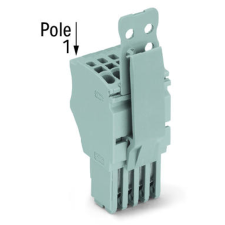 1-conductor female plug; Strain relief plate; 1.5 mm²; 6-pole; 1,50 mm²; gray