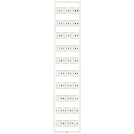 WMB marking card; as card; MARKED; 1 ... 10 (10x); Horizontal marking; snap-on type; white