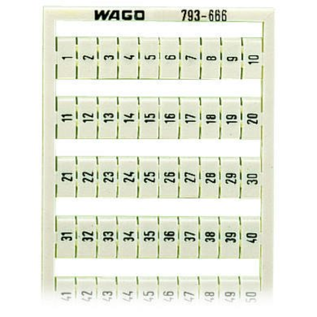 WMB marking card; as card; MARKED; 1 ... 50 (2x); not stretchable; Vertical marking; snap-on type; white