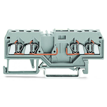 4-conductor carrier terminal block; for DIN-rail 35 x 15 and 35 x 7.5; 2.5 mm²; CAGE CLAMP®; 2,50 mm²; gray