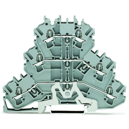 Triple-deck terminal block; Shield/through/through terminal block; Shield/L/L; without marker carrier; for DIN-rail 35 x 15 and 35 x 7.5; 2.5 mm²; Push-in CAGE CLAMP®; 2,50 mm²; gray