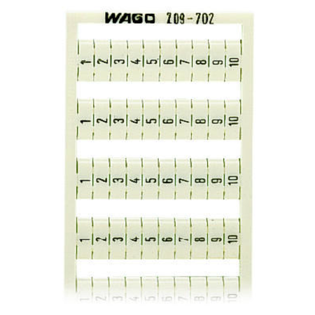 WSB marking card; as card; MARKED; 1 ... 10 (10x); not stretchable; Vertical marking; snap-on type; white