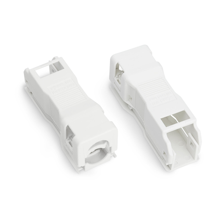 Strain relief housing; 2-pole; with locking clip; for 1 cable; 3.8 … 8.2 mm; 30 mm; white