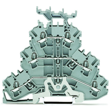 Triple-deck terminal block; Shield/through/through terminal block; Shield/L/L; with marker carrier; for DIN-rail 35 x 15 and 35 x 7.5; 2.5 mm²; Push-in CAGE CLAMP®; 2,50 mm²; gray