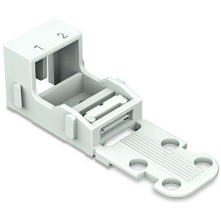 Mounting carrier; for 2-conductor terminal blocks; 221 Series - 4 mm²; with snap-in mounting foot for horizontal mounting; white