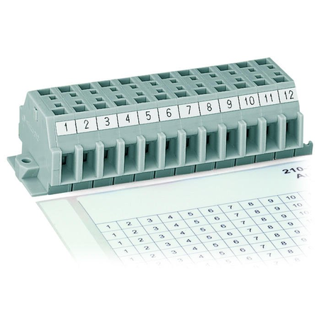 Marking strips; as a DIN A4 sheet; MARKED; 1 - 12 (80x); Strip width 6 mm; Strip length 182 mm; Horizontal marking; Self-adhesive; white