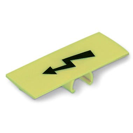 Protective warning marker; with high-voltage symbol, black; yellow