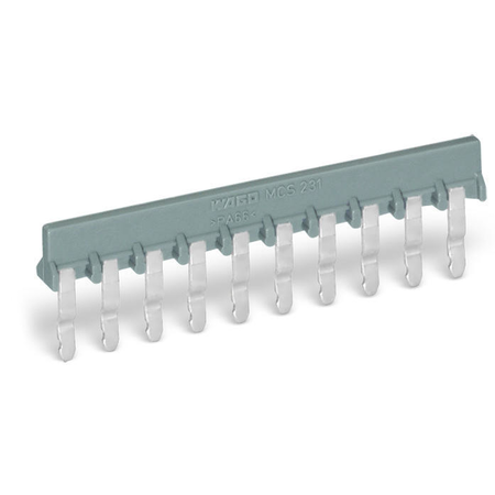 Comb-style jumper bar; 3-way; suitable for 231 Series female connectors; with 5 mm pin spacing; insulated; gray