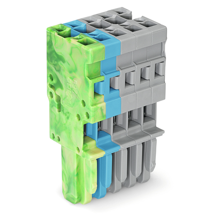 1-conductor female plug; 4 mm²; 5-pole; 4,00 mm²; green-yellow, blue, gray