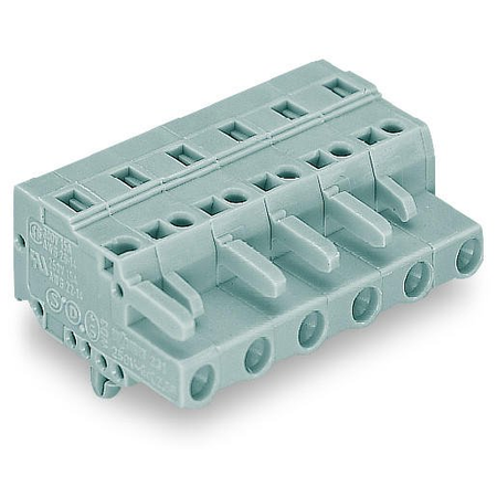 1-conductor female plug; Snap-in mounting feet; 2.5 mm²; Pin spacing 7.5 mm; 12-pole; 2,50 mm²; gray