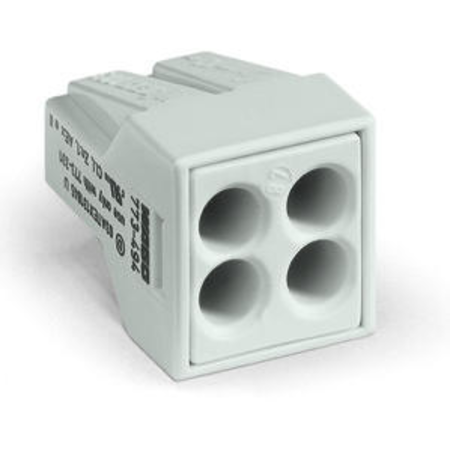 PUSH WIRE® connector for junction boxes; for solid and stranded conductors; for Ex applications; max. 2.5 mm²; 4-conductor; light gray housing; light gray cover; Surrounding air temperature: max 60°C; 2,50 mm²