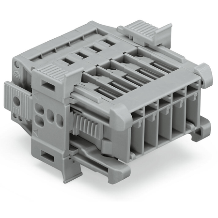 1-conductor male connector; Snap-in flange; 4 mm²; Pin spacing 5 mm; 7-pole; 4,00 mm²; gray