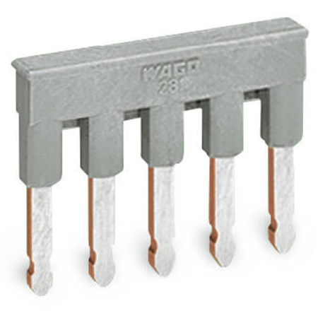 Comb-style jumper bar; insulated; 5-way; IN = IN terminal block; gray