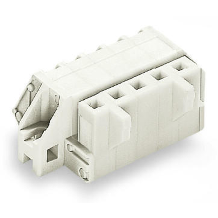 1-conductor female plug; angled; 100% protected against mismating; clamping collar; 2.5 mm²; Pin spacing 5 mm; 20-pole; 2,50 mm²; light gray