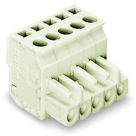 Wago 1-conductor female plug; angled; 100% protected against mismating; 2.5 mm²; pin spacing 5 mm; 6-pole; 2,50 mm²; light gray