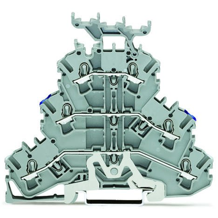 Triple-deck terminal block; Shield/through/through terminal block; Shield/N/L; with marker carrier; for DIN-rail 35 x 15 and 35 x 7.5; 2.5 mm²; Push-in CAGE CLAMP®; 2,50 mm²; gray