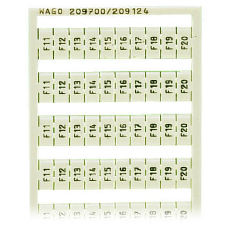 WSB marking card; as card; MARKED; F1, ..., F10 (10x); not stretchable; Vertical marking; snap-on type; white
