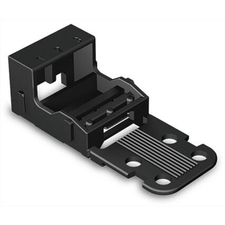 Mounting carrier; for 3-conductor terminal blocks; 221 Series - 4 mm²; with snap-in mounting foot for vertical mounting; black