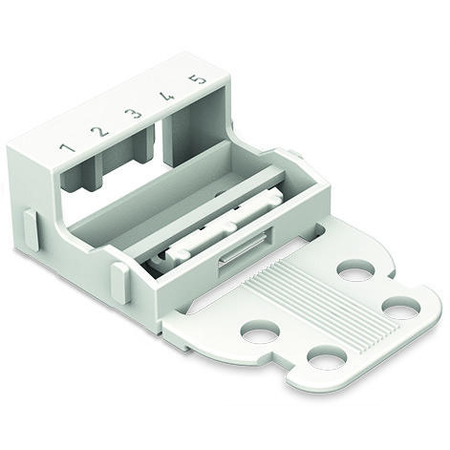 Mounting carrier; for 5-conductor terminal blocks; 221 Series - 4 mm²; with snap-in mounting foot for vertical mounting; white