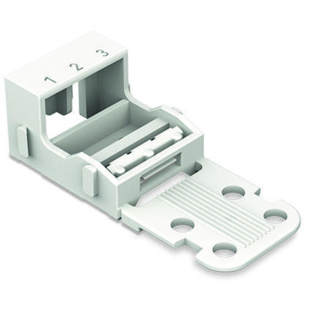 Mounting carrier; for 3-conductor terminal blocks; 221 series - 4 mm²; with snap-in mounting foot for horizontal mounting; white