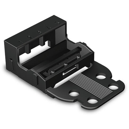 Mounting carrier; for 5-conductor terminal blocks; 221 series - 4 mm²; with snap-in mounting foot for horizontal mounting; black