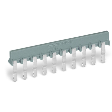 Comb-style jumper bar; 5-way; suitable for 231 Series female connectors; with 5 mm pin spacing; insulated; gray