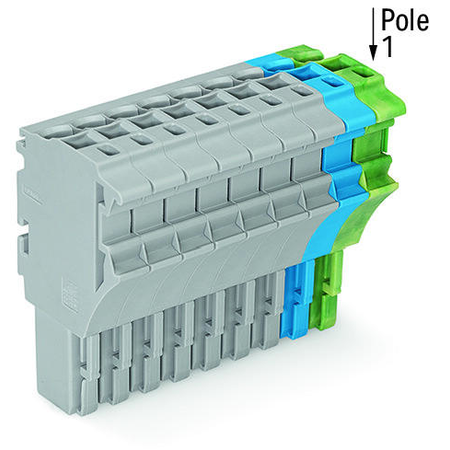 1-conductor female plug; 2.5 mm²; 10-pole; 2,50 mm²; gray, blue, green-yellow