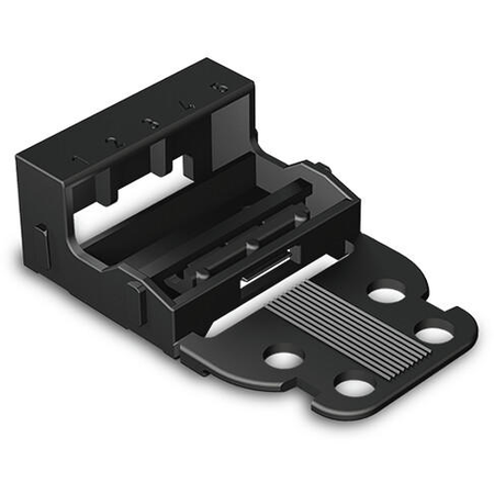 Mounting carrier; for 5-conductor terminal blocks; 221 series - 4 mm²; with snap-in mounting foot for vertical mounting; black