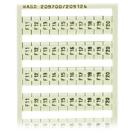 WSB marking card; as card; MARKED; F11, ..., F20 (10x); not stretchable; Vertical marking; snap-on type; white
