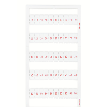 WMB marking card; as card; MARKED; 10, 20 ... 50 (20 each); not stretchable; Horizontal marking; snap-on type; white