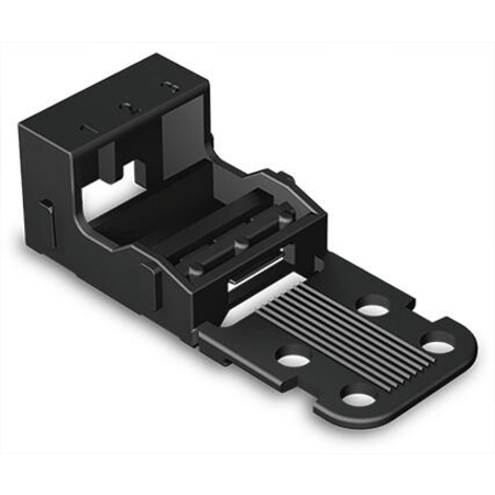 Mounting carrier; for 3-conductor terminal blocks; 221 series - 4 mm²; with snap-in mounting foot for horizontal mounting; black