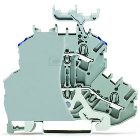 Double-deck terminal block; Shield/through terminal block; Shield/L; with marker carrier; for DIN-rail 35 x 15 and 35 x 7.5; 2.5 mm²; Push-in CAGE CLAMP®; 2,50 mm²; gray