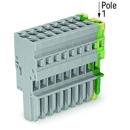 1-conductor female plug; 4 mm²; 11-pole; 4,00 mm²; gray, green-yellow