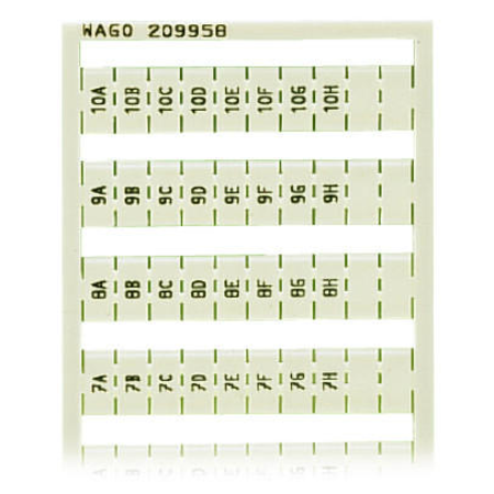 WSB marking card; as card; MARKED; 1A, 1B, ..., 1G, 1H, ... to 10A, 10B, ..., 10G, 10H; not stretchable; Vertical marking; snap-on type; white