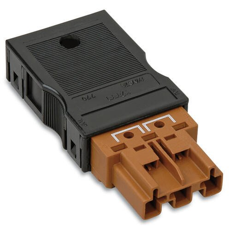 Shorting plug; with assembled strain relief housing; 3-pole; Cod. S; Bridge 1-2; 4,00 mm²; brown